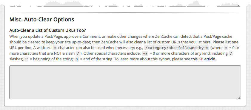 ZenCache Pro - Auto Clear Custom URLs